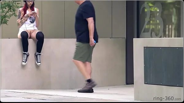 Pokaż Brunette girl with skateboard flashing in public ciepłych klipów