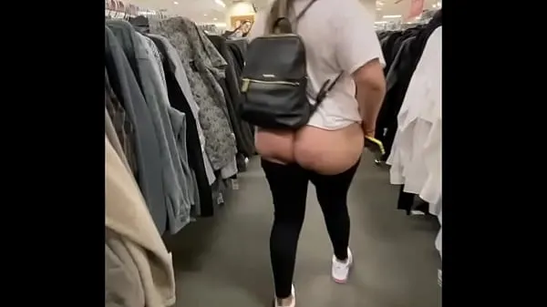 Show flashing my ass in public store, turns me on and had to masturbate in store restroom warm Clips