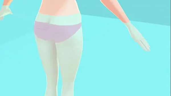 Show Toyota's anime girl shakes big breasts in a pink bikini warm Clips