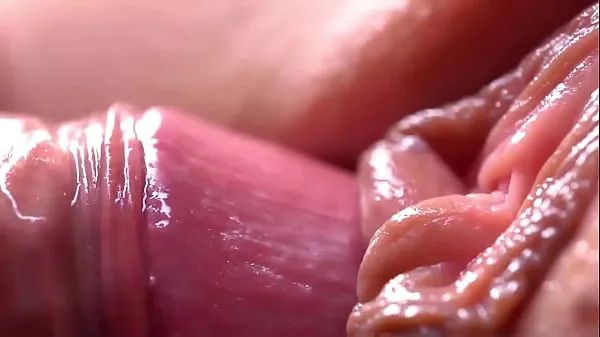 Vis Extremily close-up pussyfucking. Macro Creampie varme Clips