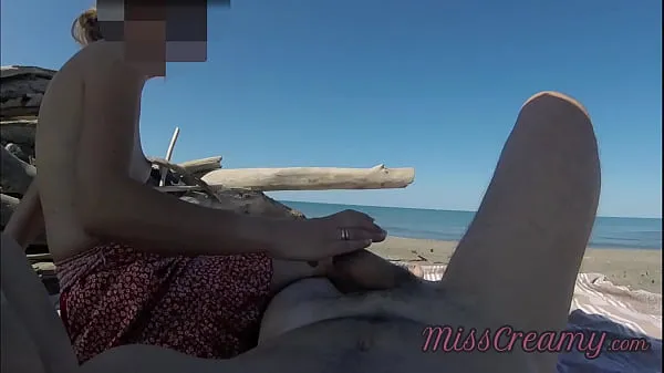 Show Strangers caught my wife touching and masturbating my cock on a public nude beach - Real amateur french - MissCreamy warm Clips