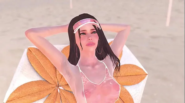 Show Animation naked girl was sunbathing near the pool, it made the futa girl very horny and they had sex - 3d futanari porn warm Clips