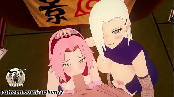 Pokaži NARUTO 3D HENTAI: Kunoichi Sluts Ino & Sakura thanking their hero Naruto tople posnetke